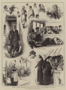 Affaires espagnoles, croquis de personnages dans le train de Madrid à Séville